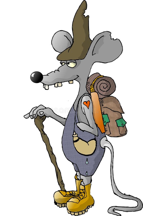 Desert Rat. This illustration that I created depicts a large rat in coveralls wearing a backpack and using a walking stick stock illustration Desert Rat. This illustration that I created depicts a large rat in coveralls wearing a backpack and using a walking stick stock illustration