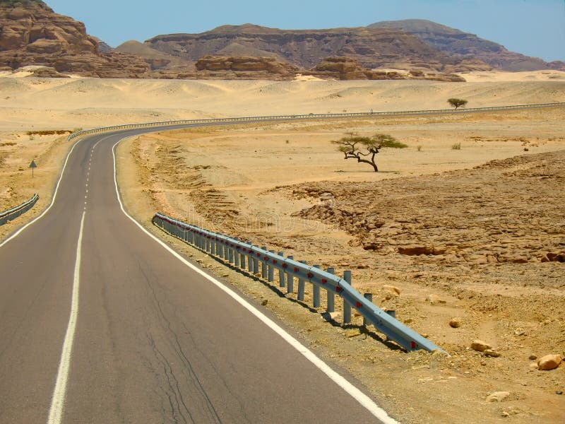 Desert road in Egypt stock photo. Image of blue, mountain 37456378