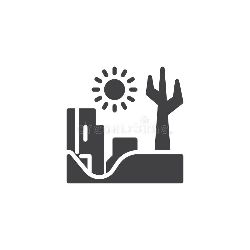 Desert rocks landscape vector icon