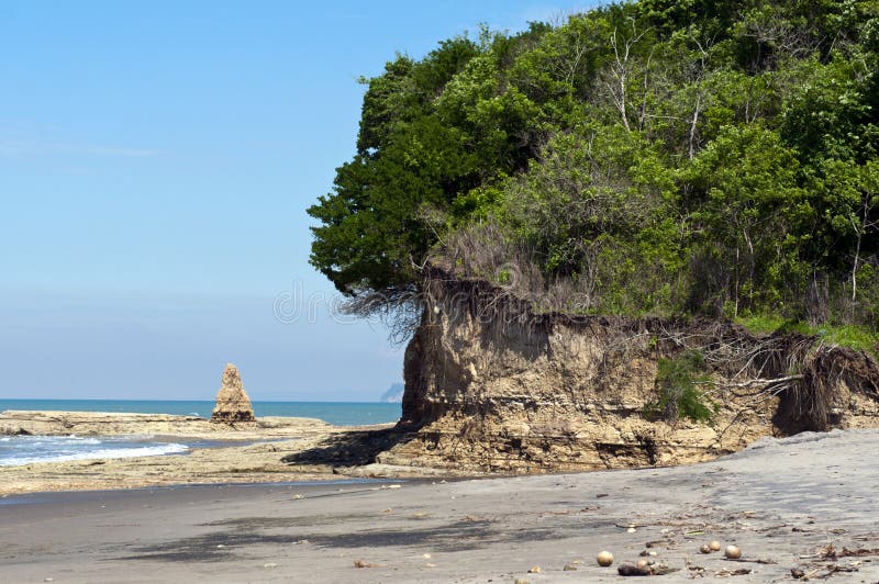 Deserted beach in a bay in Ecuador