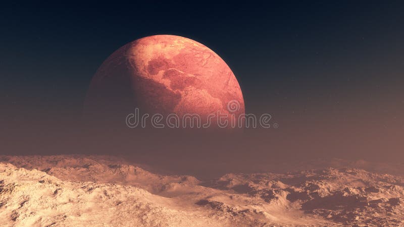 Deserted Earth In The Horizon Of Moon royalty free illustration Deserted Earth In The Horizon Of Moon royalty free illustration