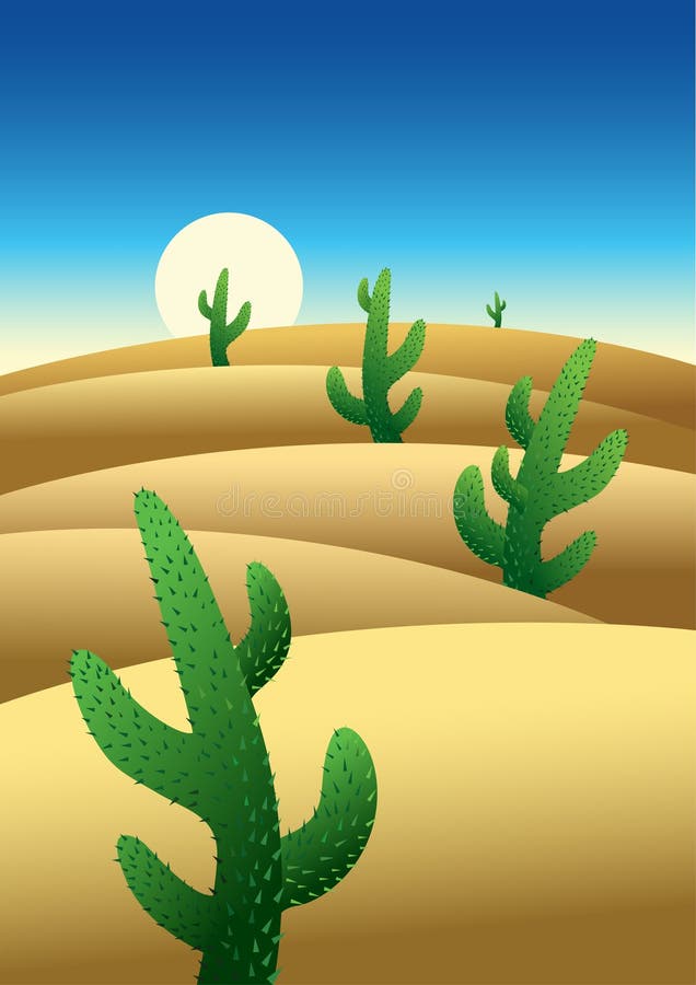 Illustration of the desert with cactus. Illustration of the desert with cactus