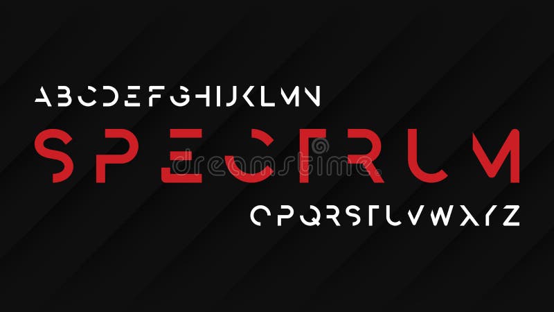 Desig decorativo futurista regular do caráter tipo de Sans Serif do espectro ilustração stock Desig decorativo futurista regular do caráter tipo de Sans Serif do espectro ilustração stock