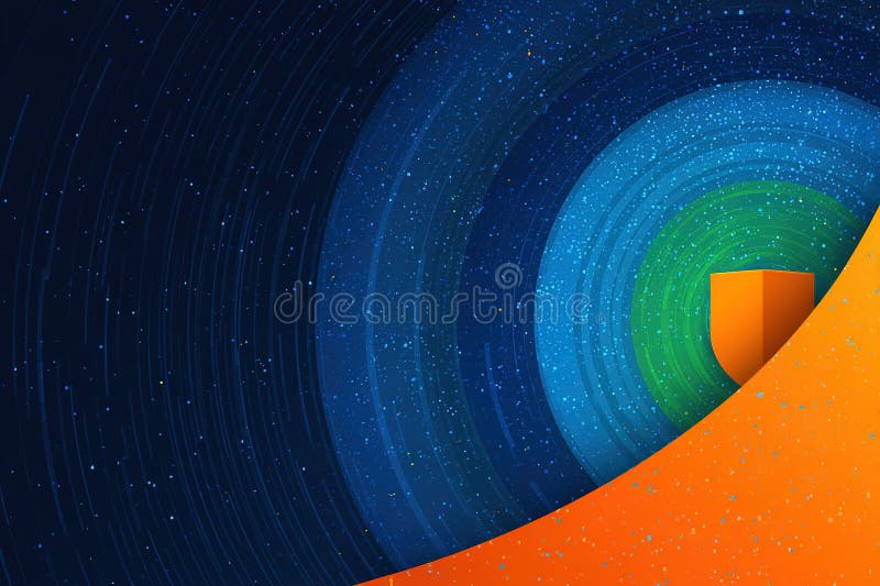 Design abstract colorat care prezintă modele circulare și formă de scut în culori vibrante, creând un vector illustration