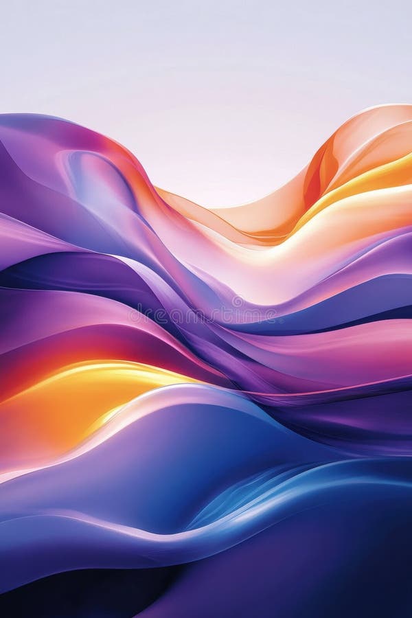 Design abstract, colorat, cu curbe netede și nuanțe vibrante care se amestecă într-o reprezentare artistică a fluidității și stock image