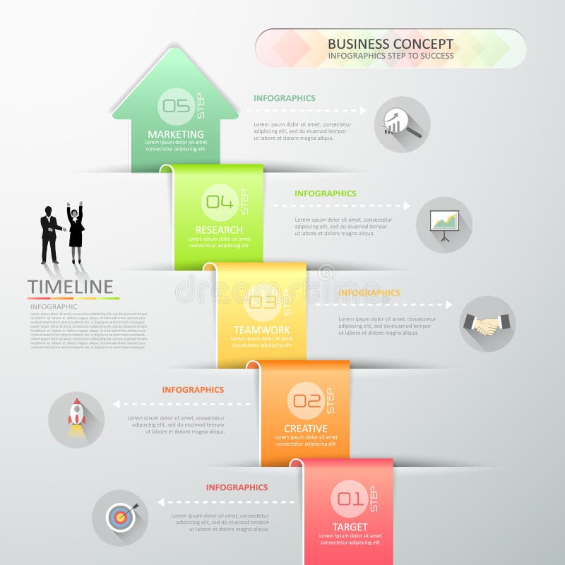 Design abstract 3d arrow infographic template 5 steps for business concept