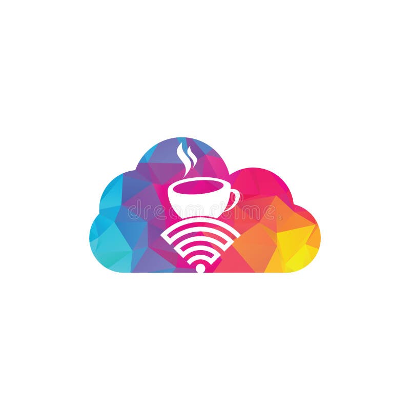 Design av kodlogotyp för kaffetwifi-molnform. royaltyfri illustrationer
