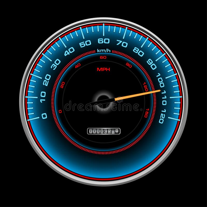 Design of blue speedometer, Speedo, clock with ind