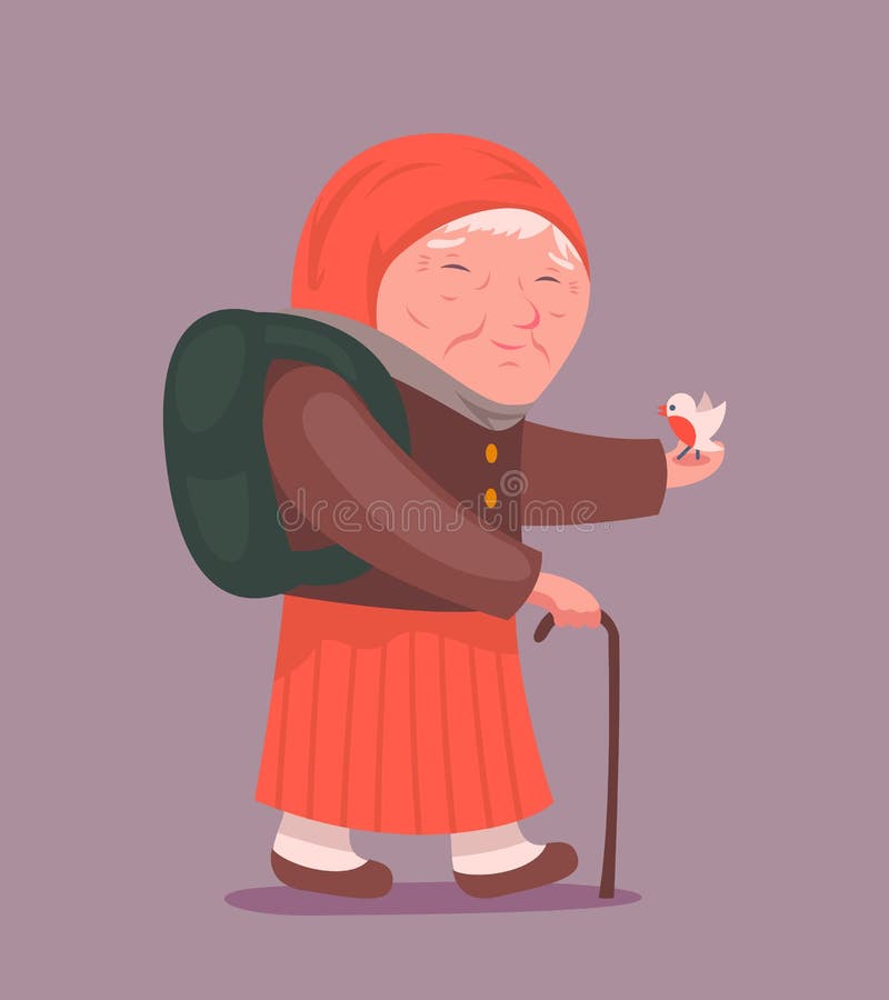 Design-Charakter-Ikone alter Damen-Adult Traveler Cartoon auf stilvoller Hintergrund-Vektor-Illustration lizenzfreie abbildung Design-Charakter-Ikone alter Damen-Adult Traveler Cartoon auf stilvoller Hintergrund-Vektor-Illustration lizenzfreie abbildung