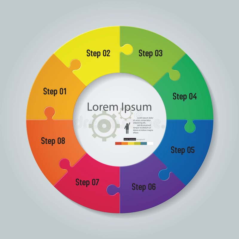 Design clean 8 step flow chart. Vector. royalty free illustration