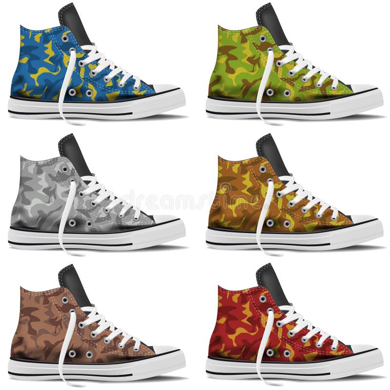 Download Design Collection Of Realistic Sneakers Mock Up On White ...
