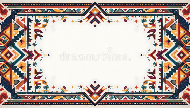 Design colorat cu cadru geometric cu stil tribal aztec Border Art royalty free illustration