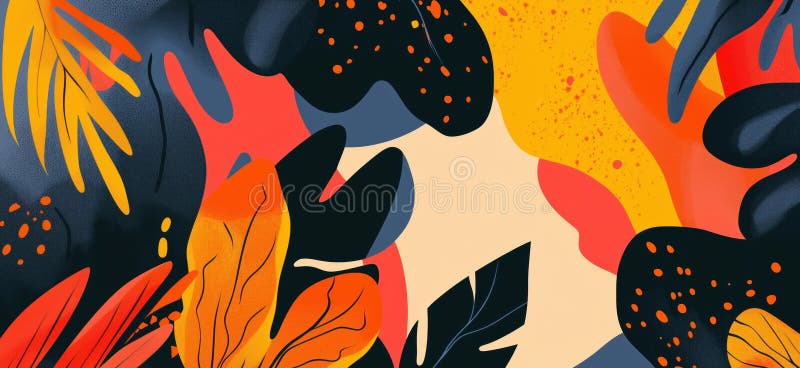 Design colorat de frunziș abstract cu frunze și forme vibrante pentru decor modern royalty free stock photos