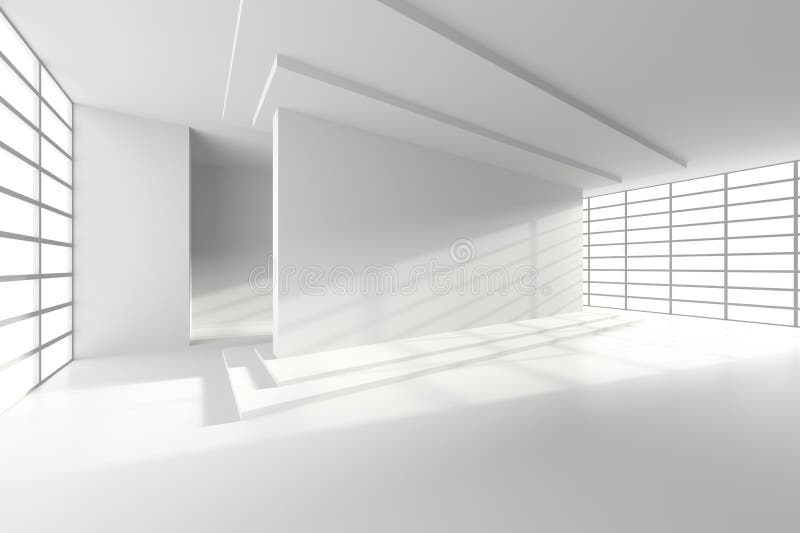 Design compatto e bianco architettonico con luce naturale e ombre royalty illustrazione gratis