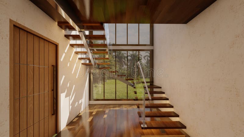 Design compatto e duplex in ambienti di lussoVisualizzazione architettonica con luce naturale royalty illustrazione gratis