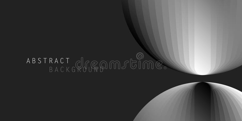 Design compatto ridotto in bianco e nero con due forme sferiche l'una sopra l'altra. illustrazione di stock