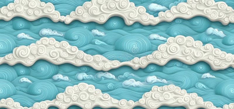 The design consists of a seamless modern pattern of white wavy textures stock photo
