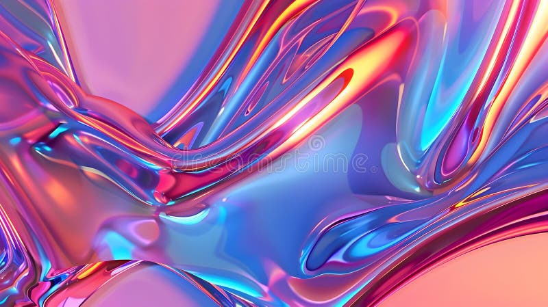 Design cu gradient multicolor vibrant cu forme organice fluide și accente metalice într-un estetic retrofuturist royalty free stock photography