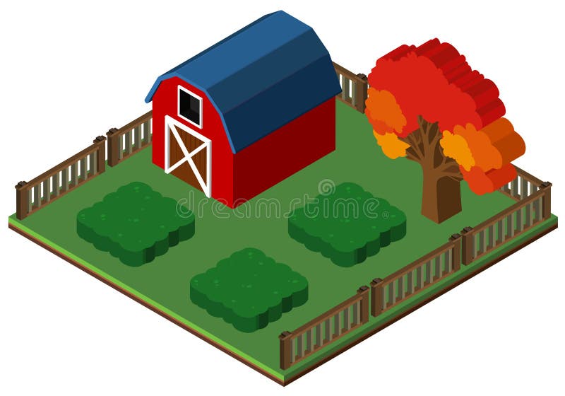 Design 3D für rote Scheune und Garten vektor abbildung Design 3D für rote Scheune und Garten vektor abbildung