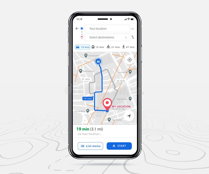 aplicativo de navegação gps de mapa de smartwatch ux conceito de interface  do usuário, aplicativo de mapa de relógio, relógio de pulso de mapa de  pesquisa de aplicativo, mapa de tecnologia, pulso