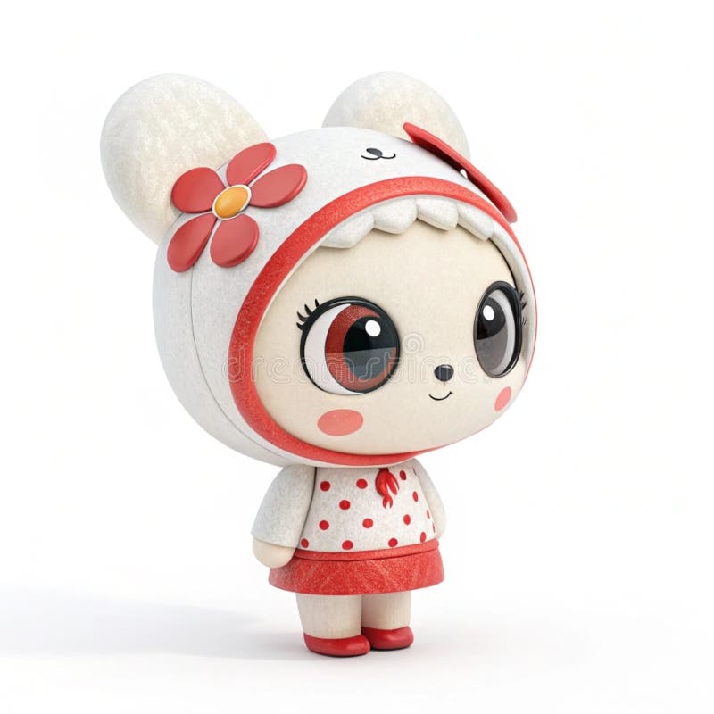 Design de caractere 3D Chibi izolat pe fond alb stock illustration