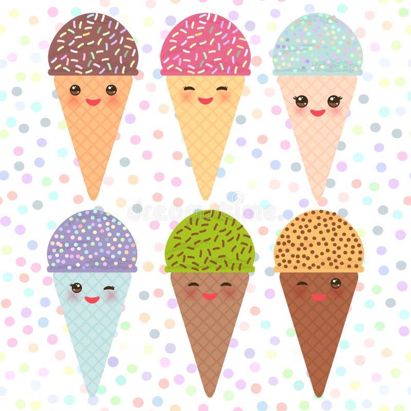 Design de carte avec la crème glacée de chocolat de myrtille de framboise de kiwi de menthe de Kawaii illustration de vecteur Design de carte avec la crème glacée de chocolat de myrtille de framboise de kiwi de menthe de Kawaii illustration de vecteur