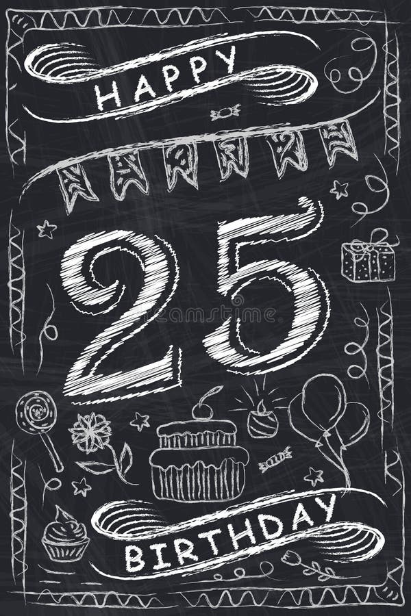 Design De Carte De Joyeux Anniversaire D Anniversaire Sur Le Tableau Illustration De Vecteur Illustration Du Main Salutation