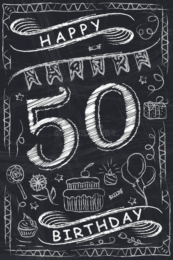 Design De Carte De Joyeux Anniversaire D Anniversaire Sur Le Tableau Illustration De Vecteur Illustration Du Tableau Design