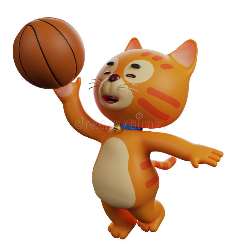 Gato feliz jogando basquete