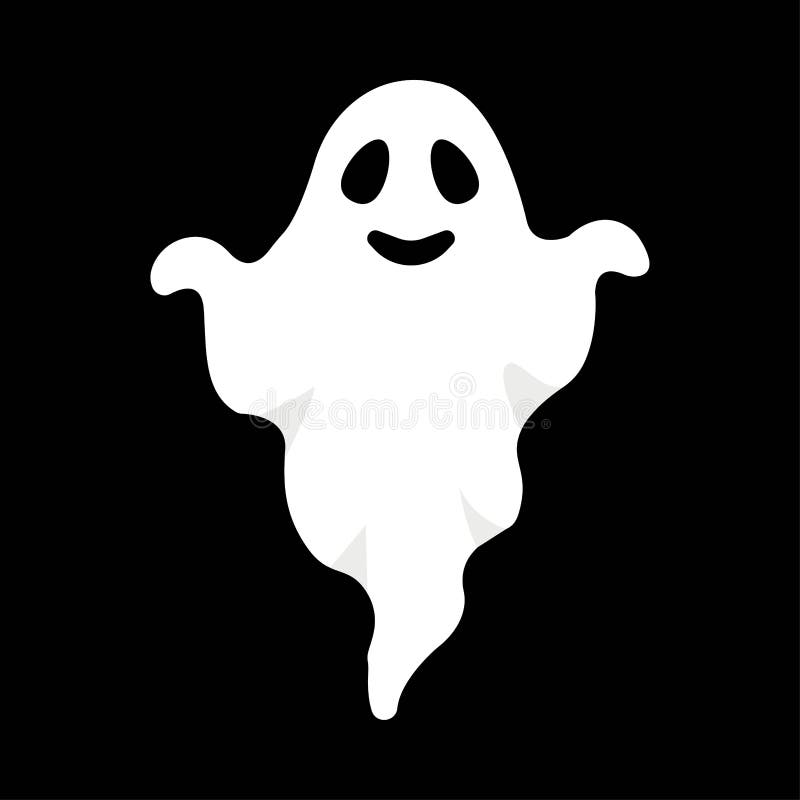 desenho de fantasma branco bonitinho de halloween em um fundo preto.  ilustração em vetor elemento festa fantasma branco de halloween. vetor  fantasma com uma cara assustadora 13186571 Vetor no Vecteezy