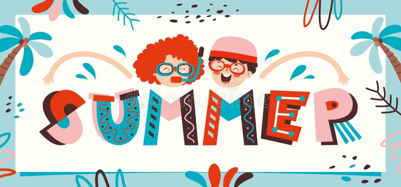 Design de fonte colorido com formas abstratas ilustração do vetor