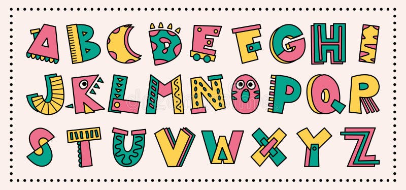 Design de fonte colorido com formas abstratas ilustração royalty free