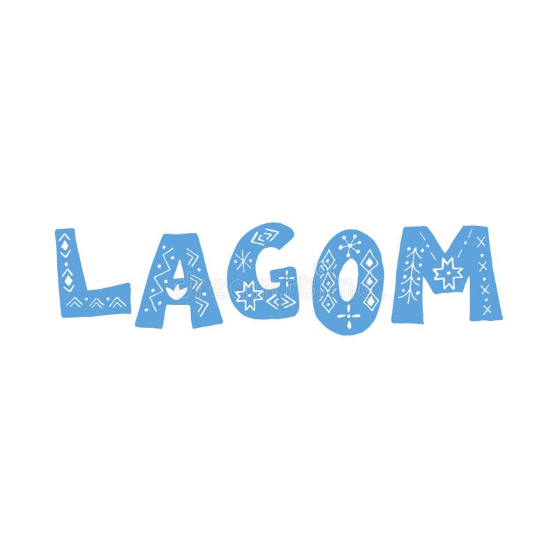 Lagom, que significa texto manuscrito inspirador. estilo de vida escandinavo  simples.