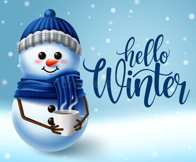 Design de fundal al caracterelor Snowman. Bună ziua, tipografie de iarnă în spațiu gol de zăpadă vector illustration
