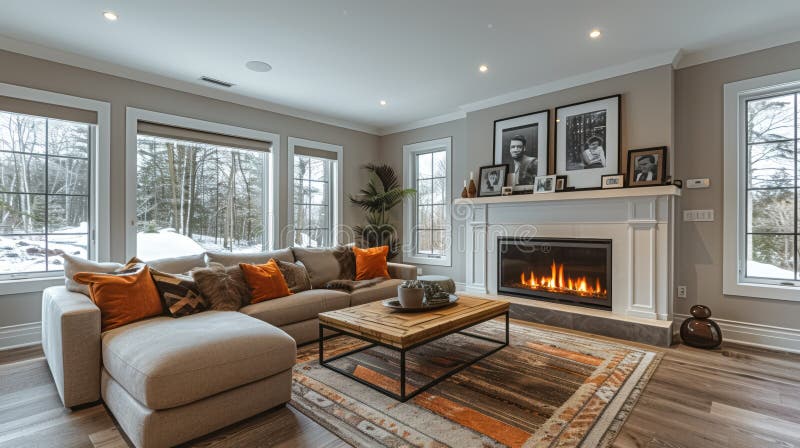 Design de interiores clássico e bonito para sala de estar ilustração stock