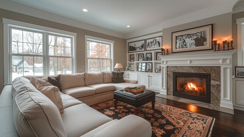 Design de interiores de sala de estar clássica e elegante ilustração do vetor