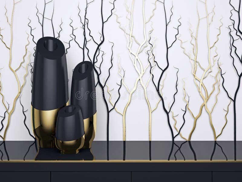 Design de interiores Vasos luxuosos ilustração royalty free Design de interiores Vasos luxuosos ilustração royalty free