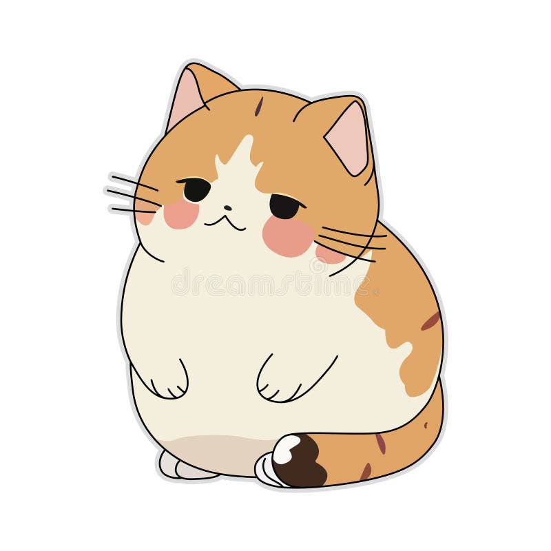 ilustração de gato fofo gato kawaii chibi estilo de desenho