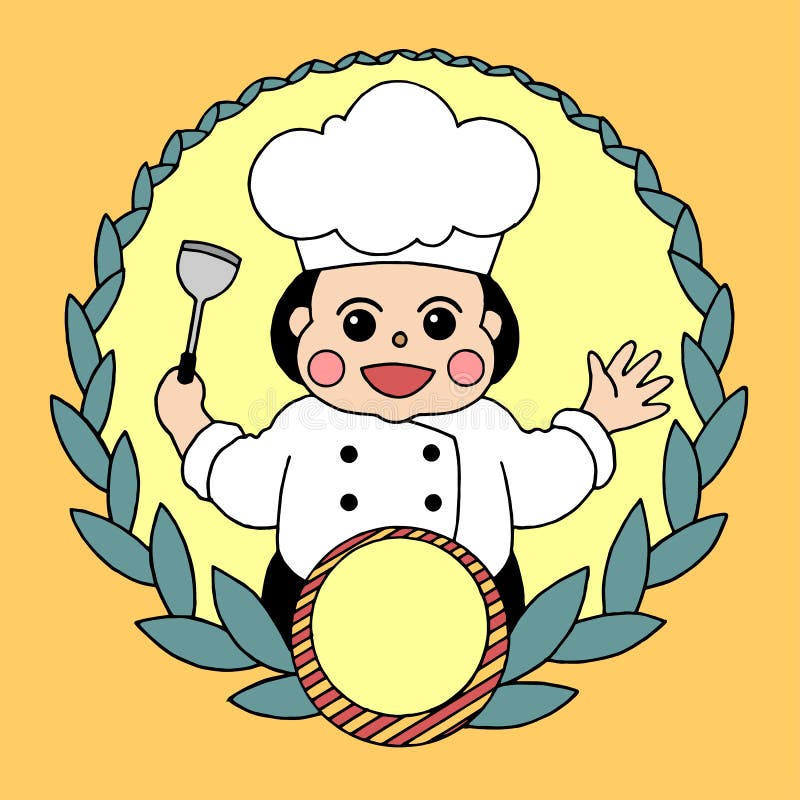 Design de design pentru sigla bucătarului Chef, ilustrație cu ton galben vector illustration