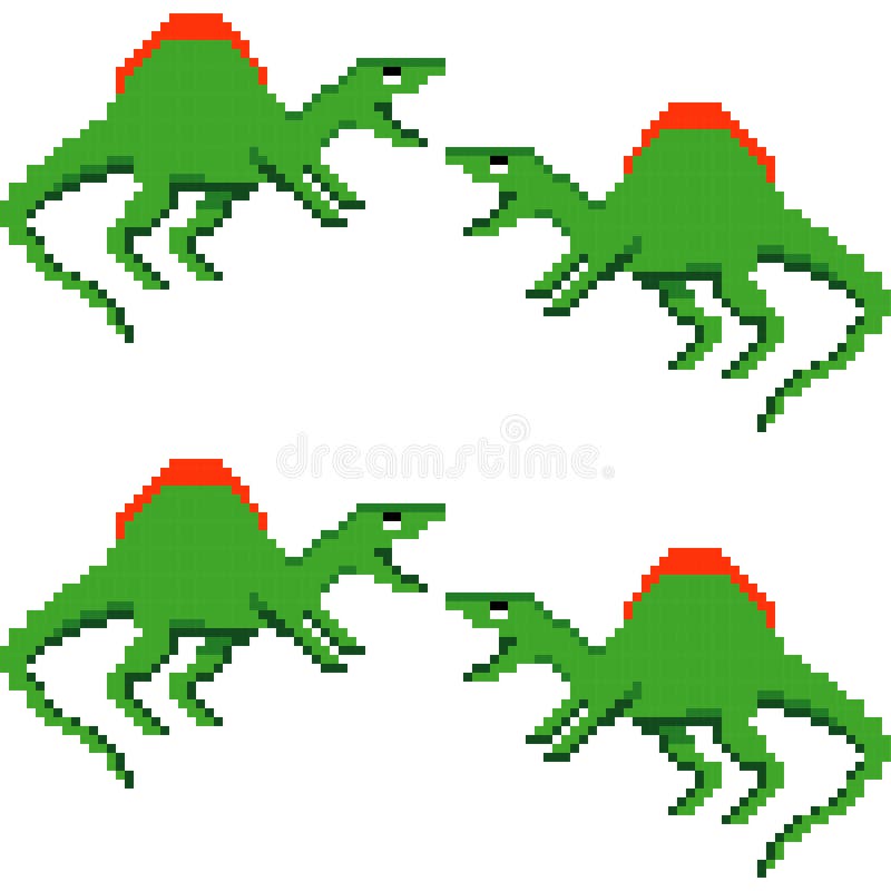 Arte de pixel de dinossauro. Tiranossauro pixelizado. Dino jogos retro. 8.  imagem vetorial de MaryValery© 146074705