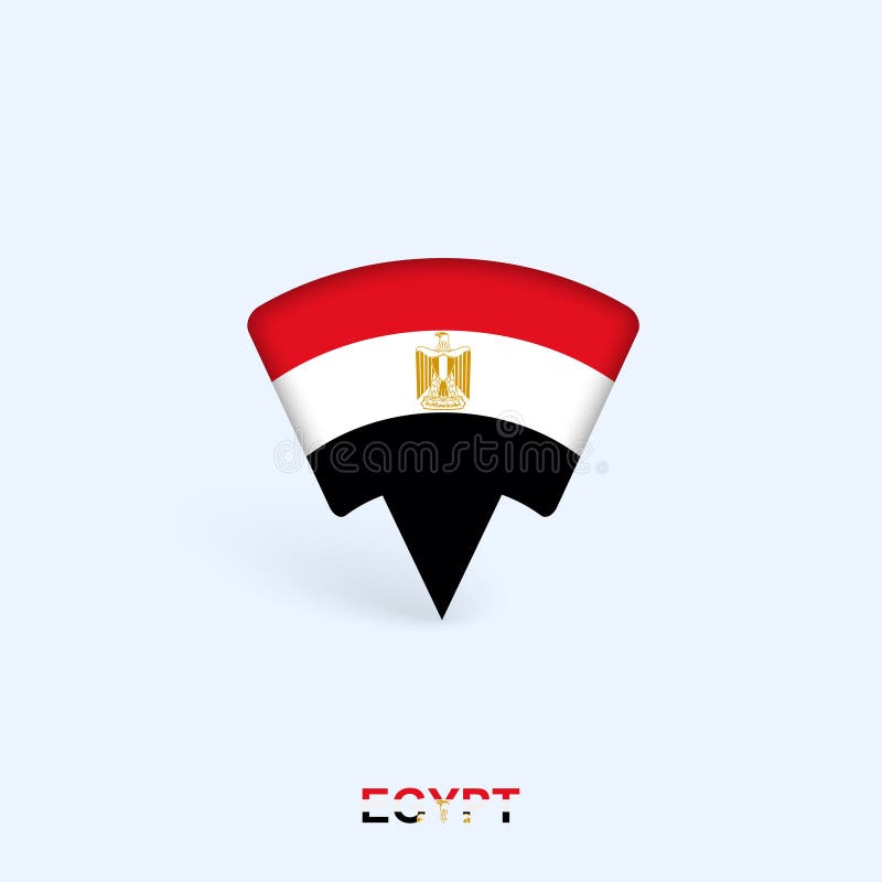 Design de ponteiro de mapa da bandeira do Egito com sombra ilustração stock