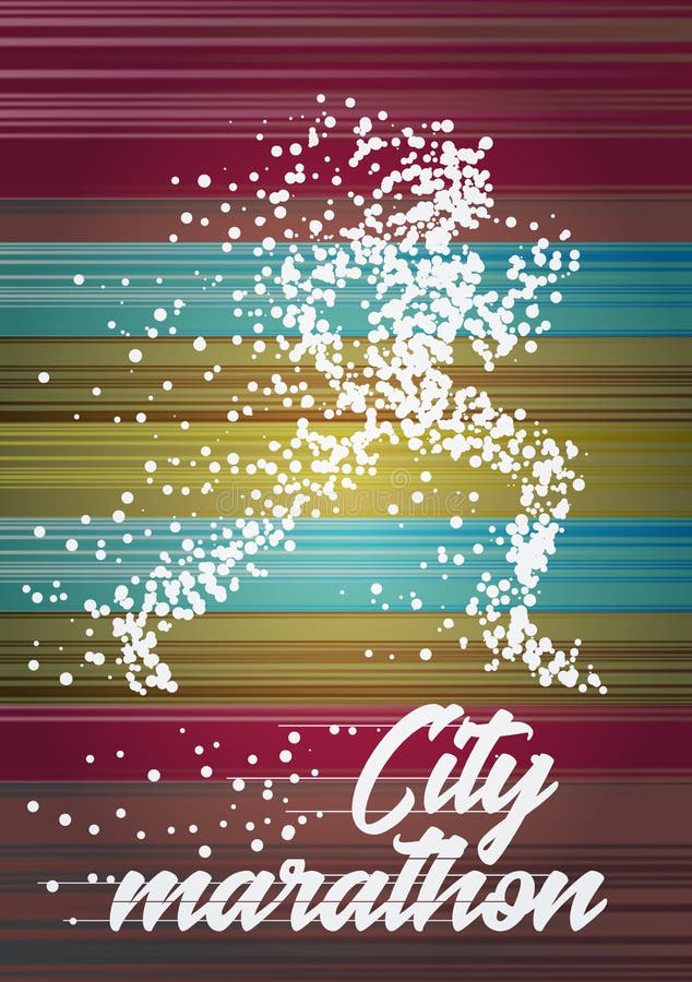 Design de poster maraton de orașe cu siluetă divergentă de particule între femei și femei stock illustration