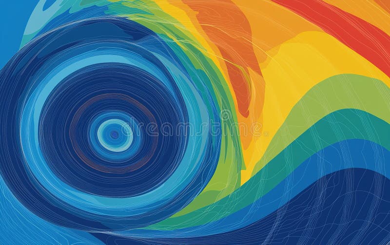 Design de învârtire abstractă, cu culori curcubeu vibrante și modele circulare care ilustrează mișcarea fluidelor într-un royalty free stock photos