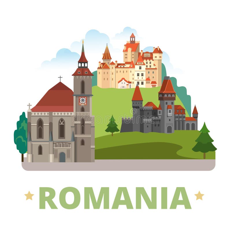 Design de țară pentru România șablon desen cu design plat royalty free illustration