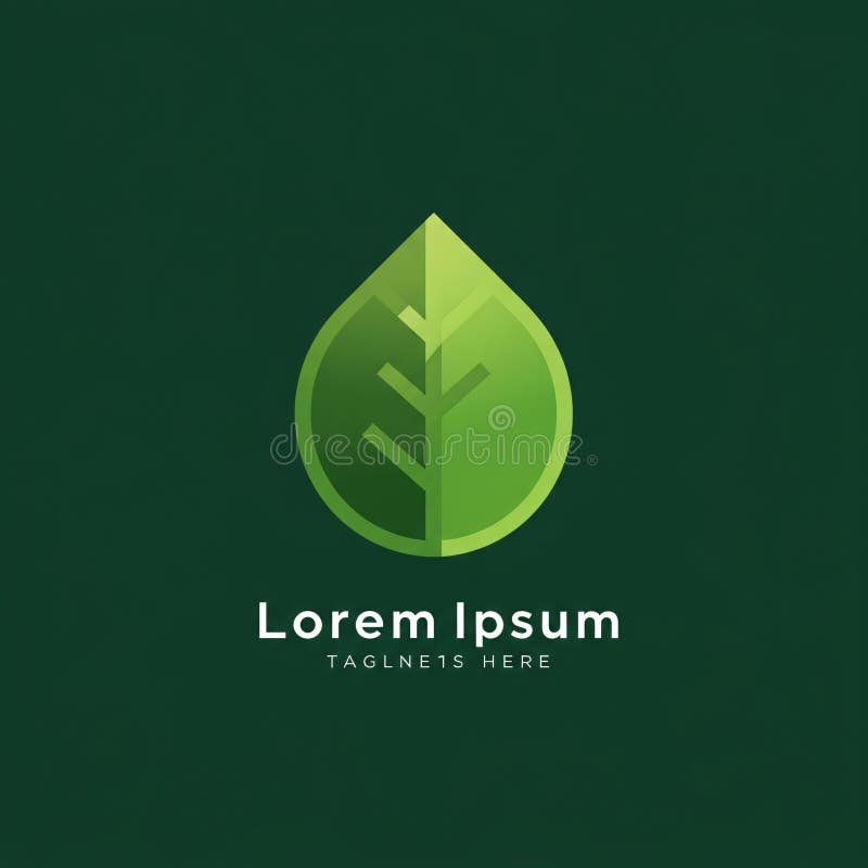 Design delle icone a foglia verde minimalista con variazioni sullo sfondo verde. illustrazione di stock