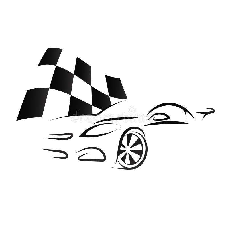 Design des Autos und der Zielflagge vektor abbildung Design des Autos und der Zielflagge vektor abbildung
