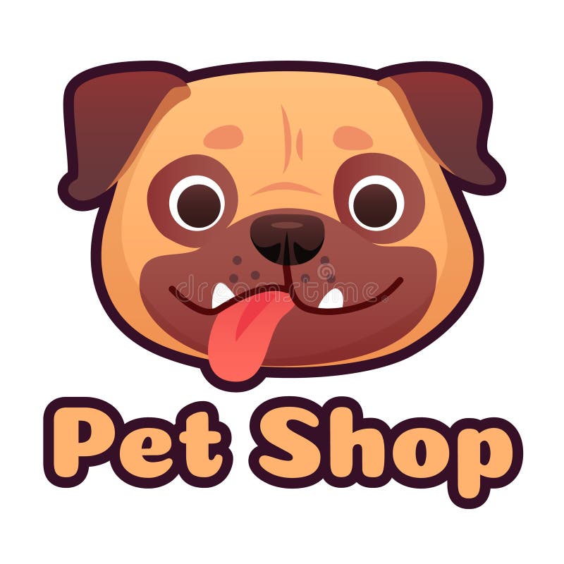Design Do Logotipo Da Loja De Animais De Estimação Com Rosto De Cachorro. Loja De Cães Que Vende E Acessórios Para Animais Do Ilustração do Vetor Ilustração de fundo, estilo: