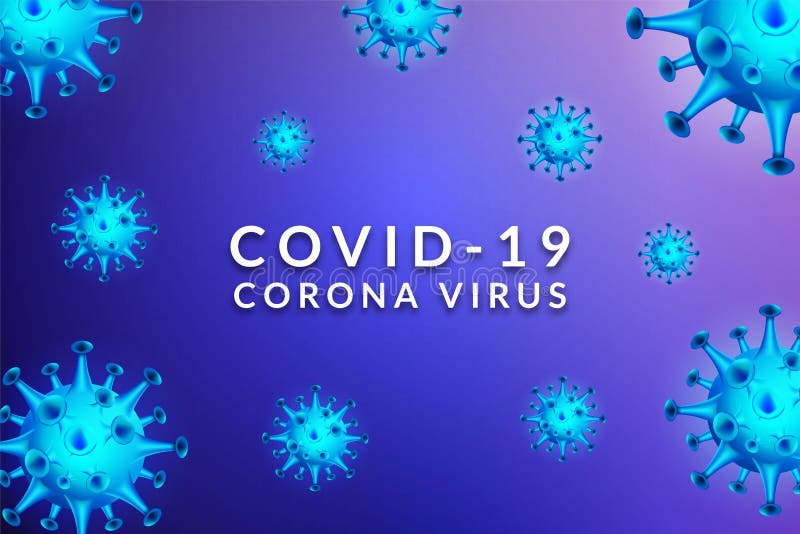 Design do vírus covid 19 em azul brilhante. um surto de vírus mortal proveniente da china ou muitas vezes denominado vírus da coro