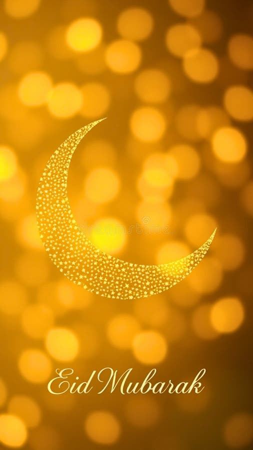 Design Eid Mubarak minimalist cu lumini Semiluna de Aur&Bokeh royalty free illustration