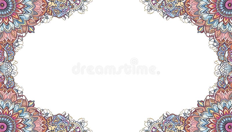 Design elegant pentru cadre Mandala cu culori pastelate și modele detaliate royalty free illustration